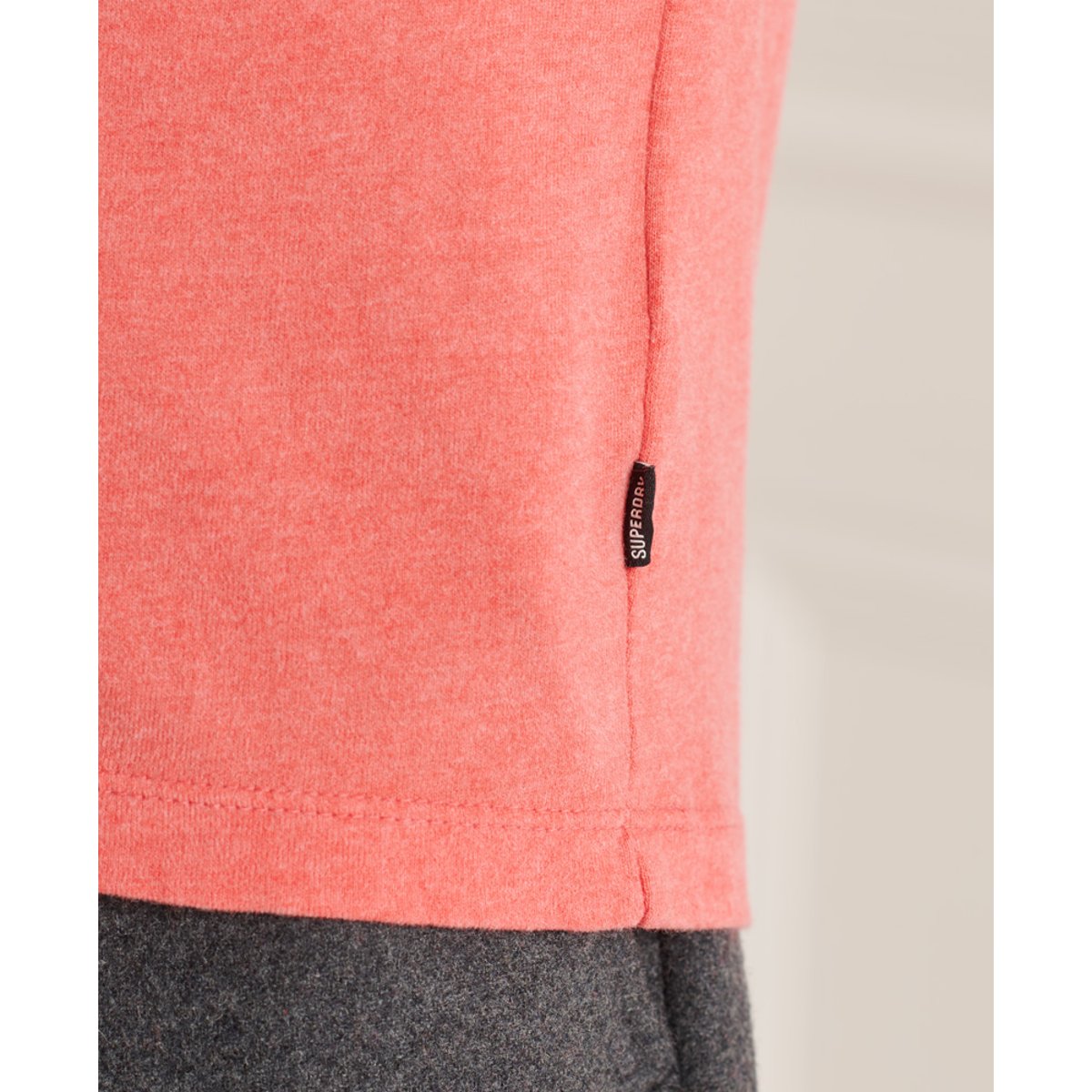 T-shirt Essential logo micro en coton bio corail chiné, SUPERDRY