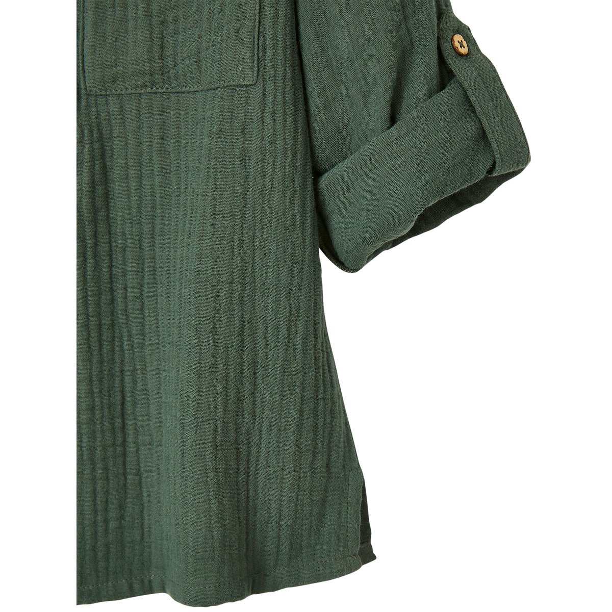 Chemise en gaze de coton manches retroussables vert, VERTBAUDET