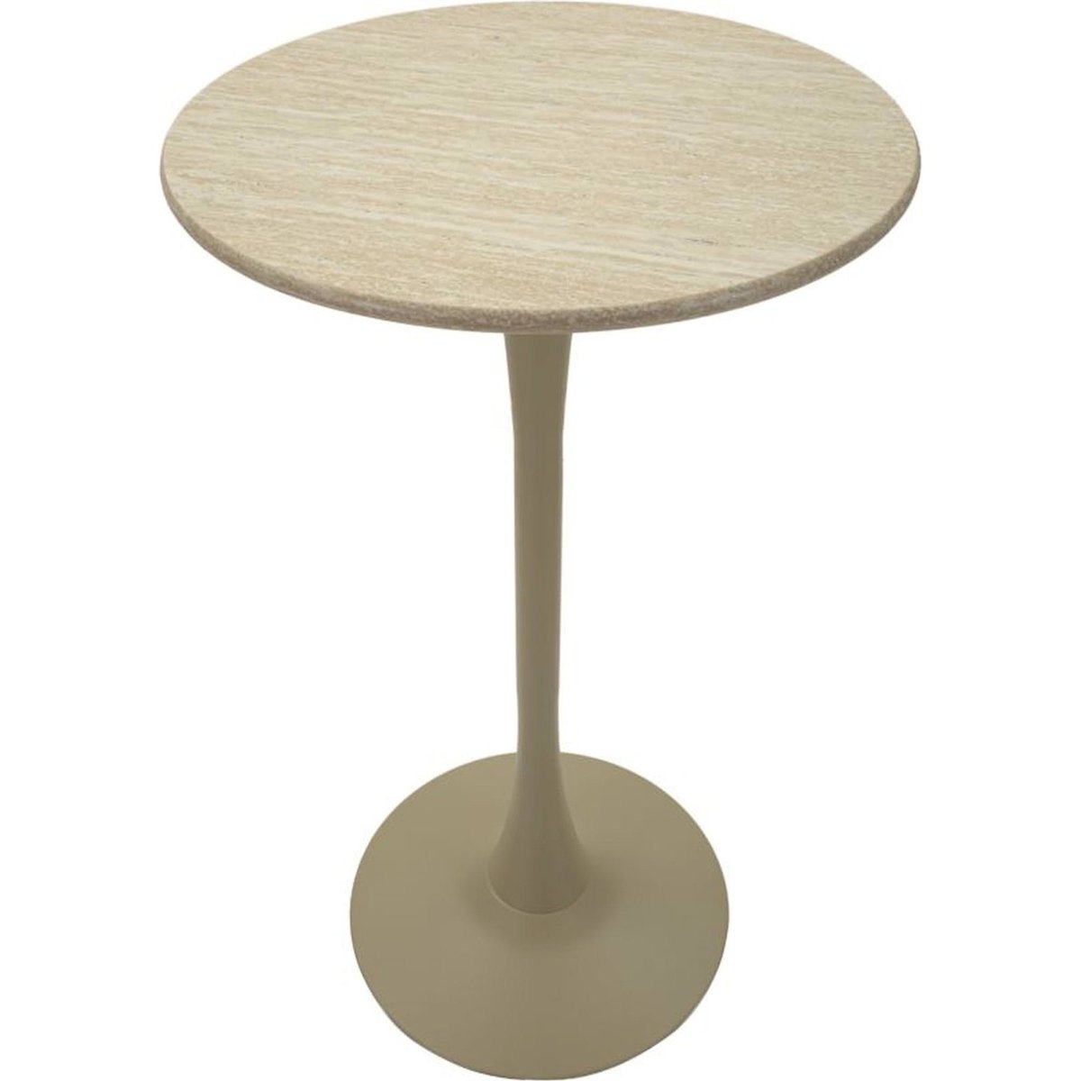 Table de bar ronde plateau et piètement en fer crème, RECOLLECTION