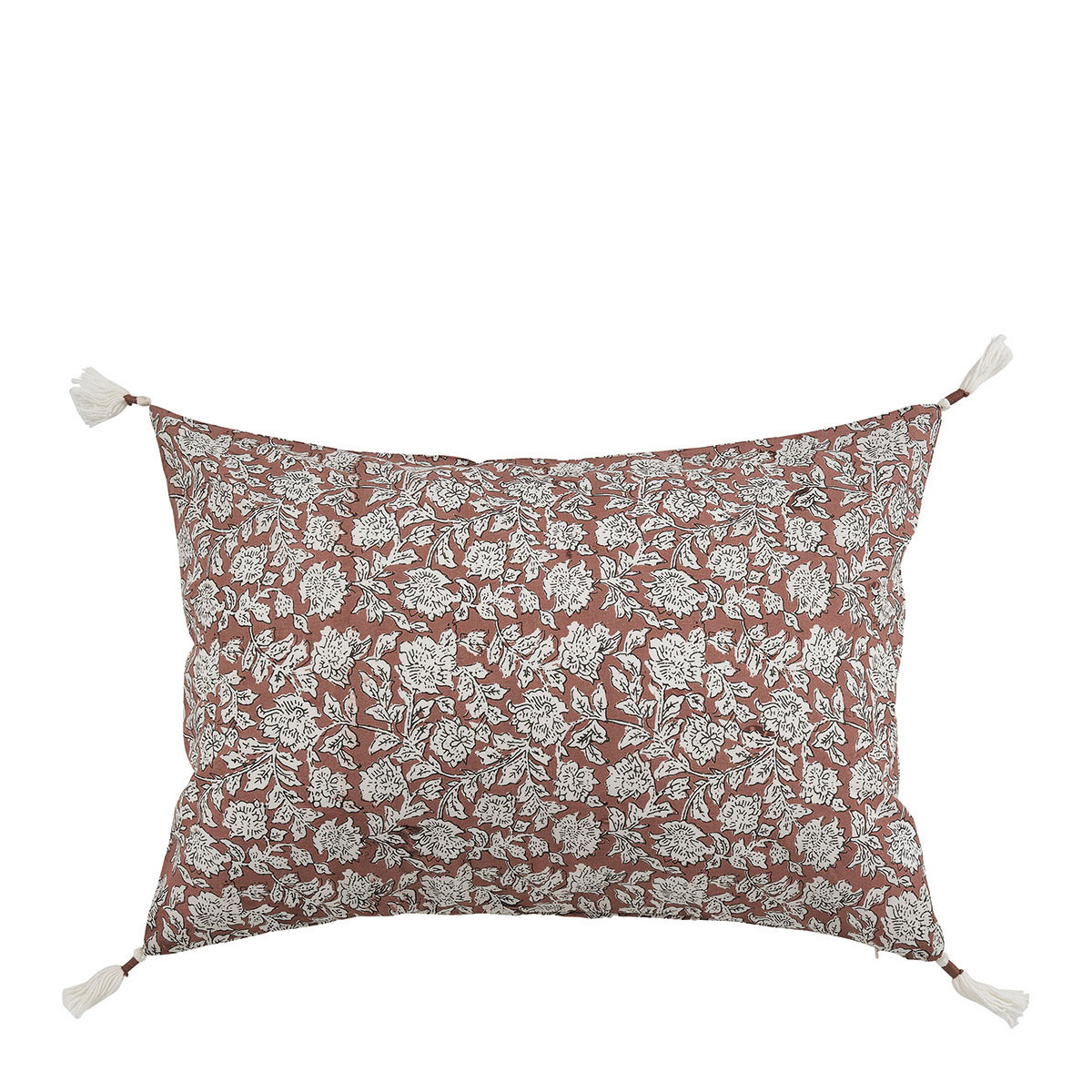 Housse de coussin en coton terracotta, BLANC D’IVOIRE