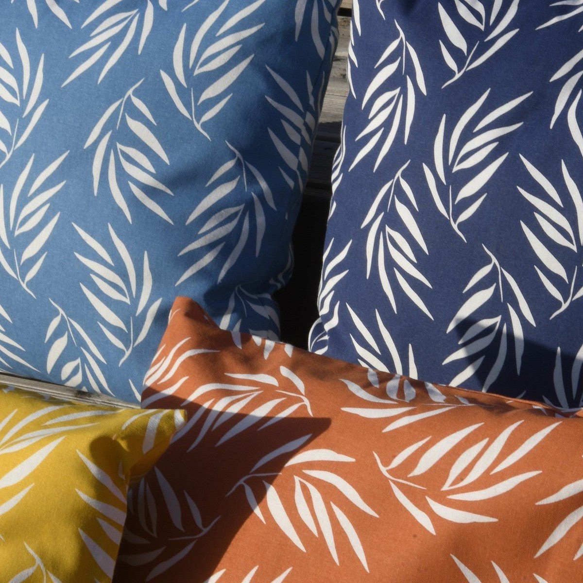 Housse de coussin d'extérieur coton FOLIAGE bleu, FEBRONIE