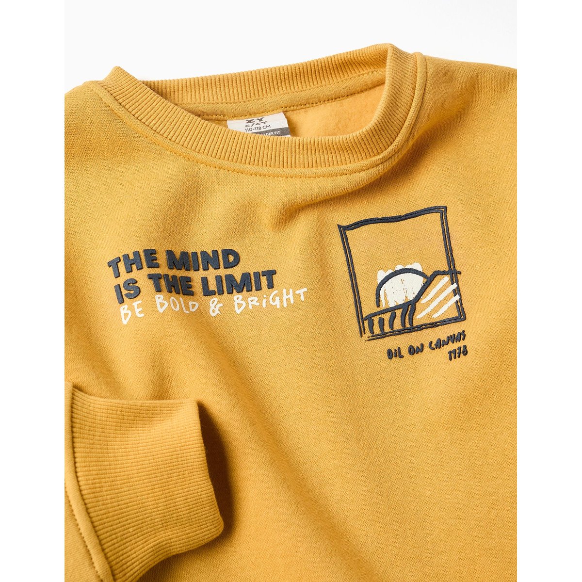 Sweat en coton peigné avec imprimé en relief jaune, ZIPPY
