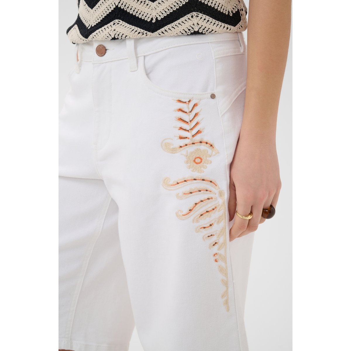Shorts casual blanc snow white, CREAM