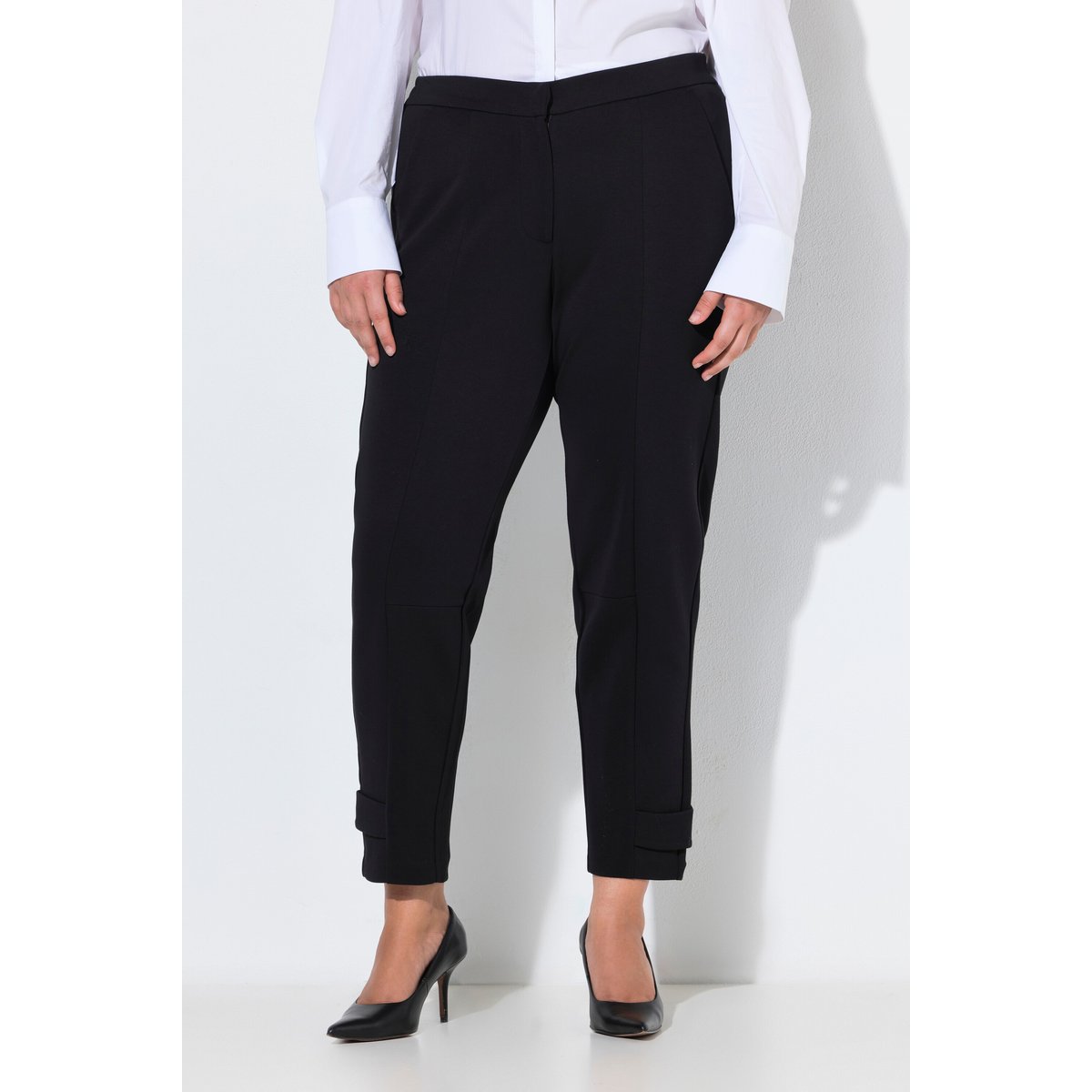 Pantalon point de Rome, couture fantaisie noir, ULLA POPKEN