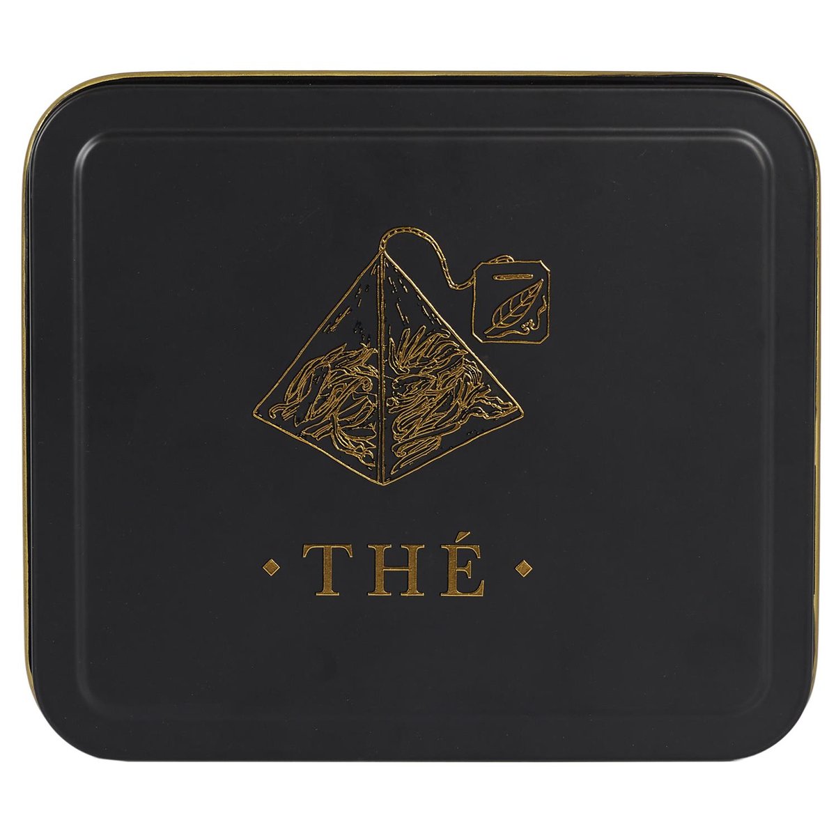 Boîte à sachet de thé en métal noir et doré couleur unique, EDEN