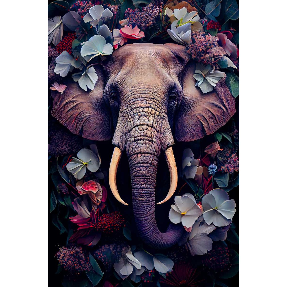 Tableau Mural Éléphant Fleuri ANIMAUX tableau en verre synthétique, CEANOTHE