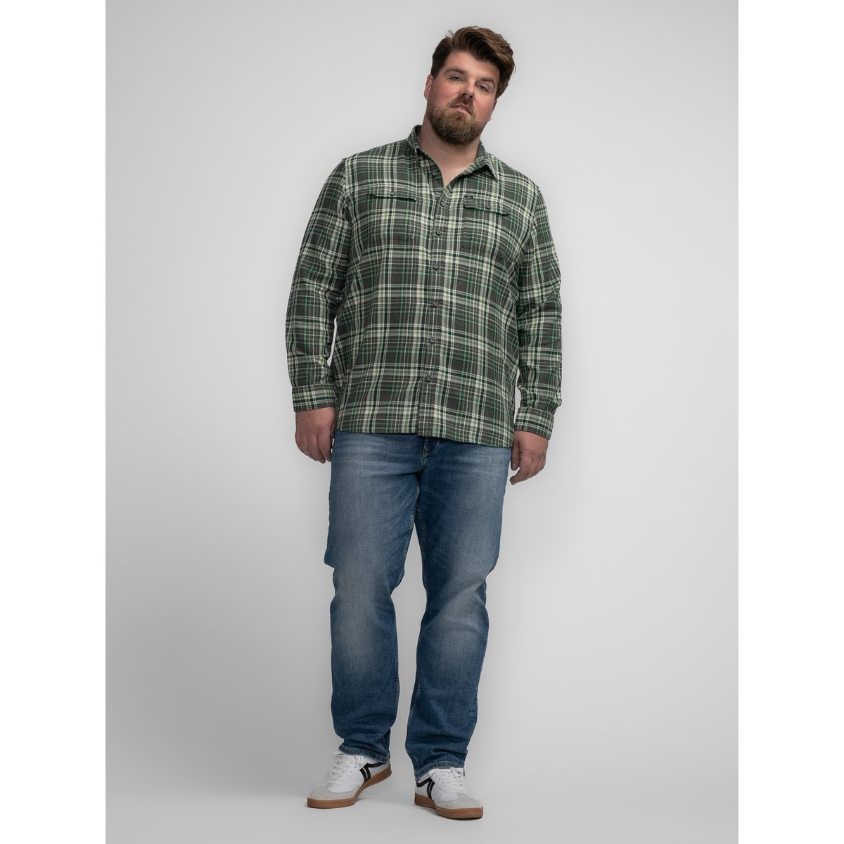 Chemise à carreaux plus size bristol vert wasabi, PETROL INDUSTRIES