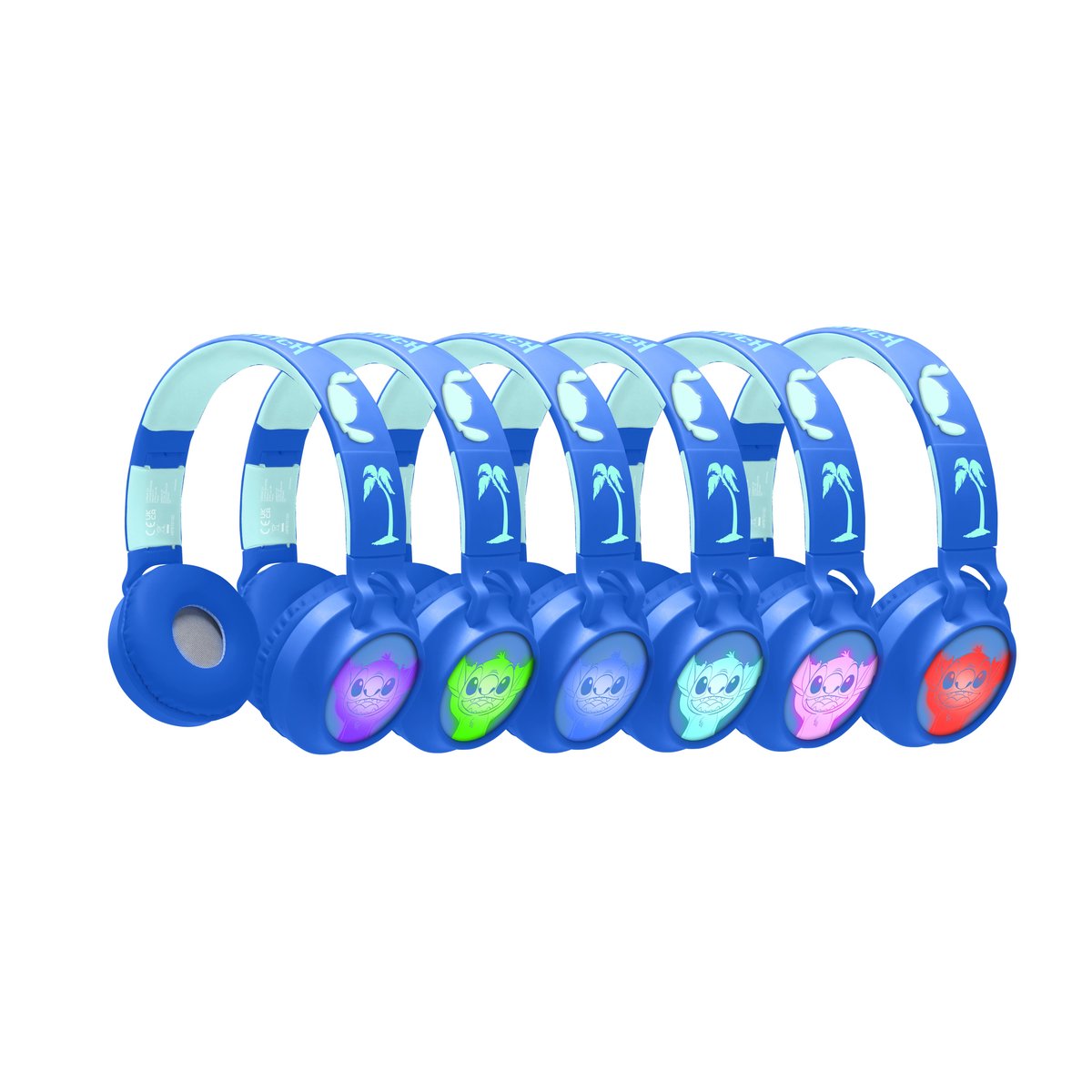 Casque lumineux pliable Bluetooth® et filaire Stitch bleu, LEXIBOOK