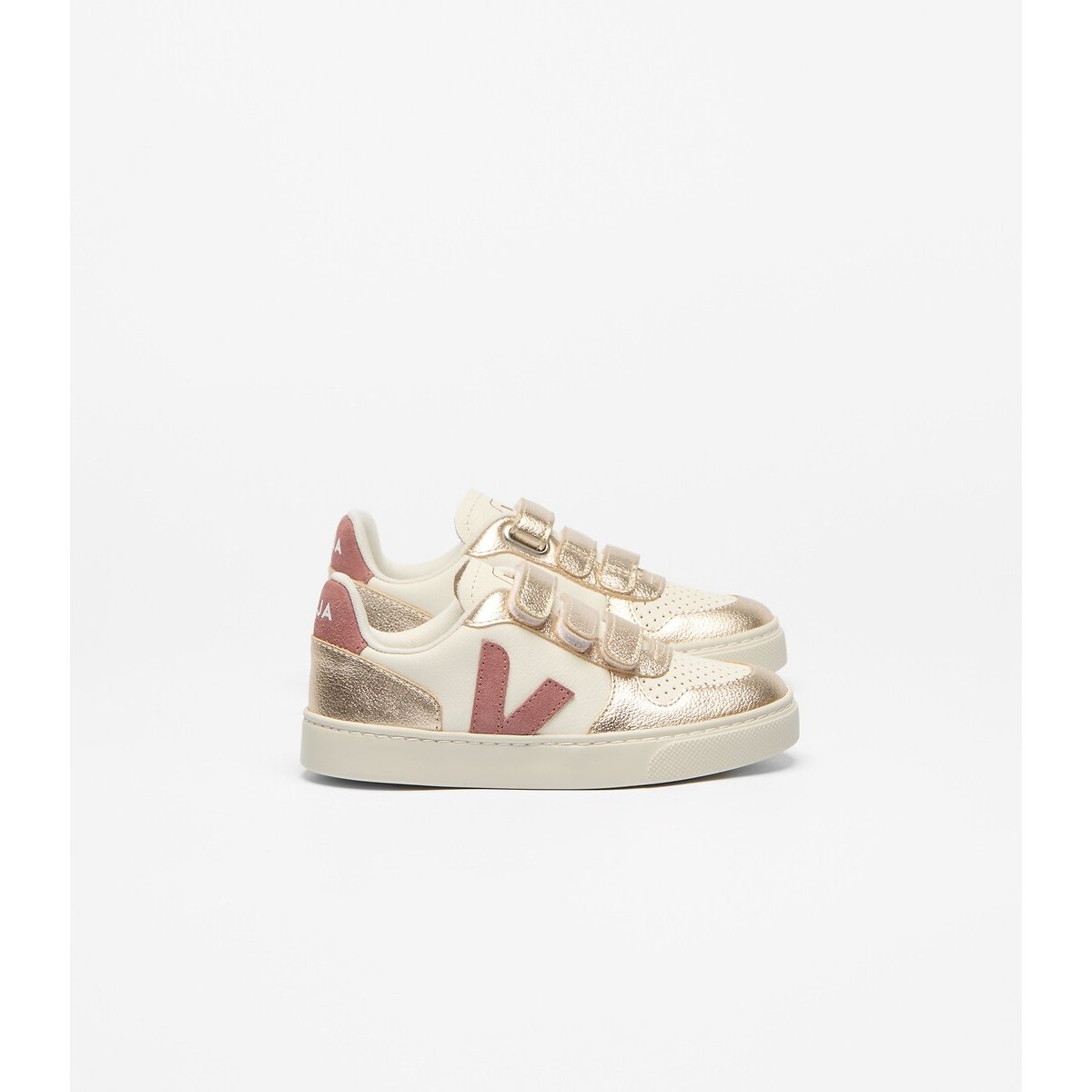 Kids Small V-10 Leather Trainers white/gold-coloured, VEJA