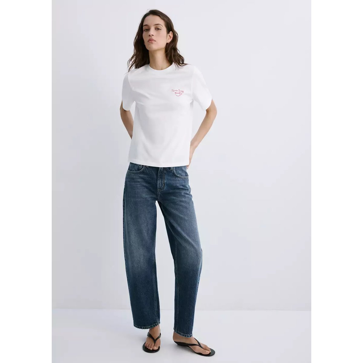 T-shirt en coton imprimé blanc, MANGO