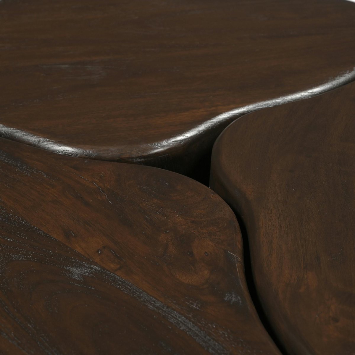 Table basse design organique bois brun 3 blocs ALMA marron, PIER IMPORT