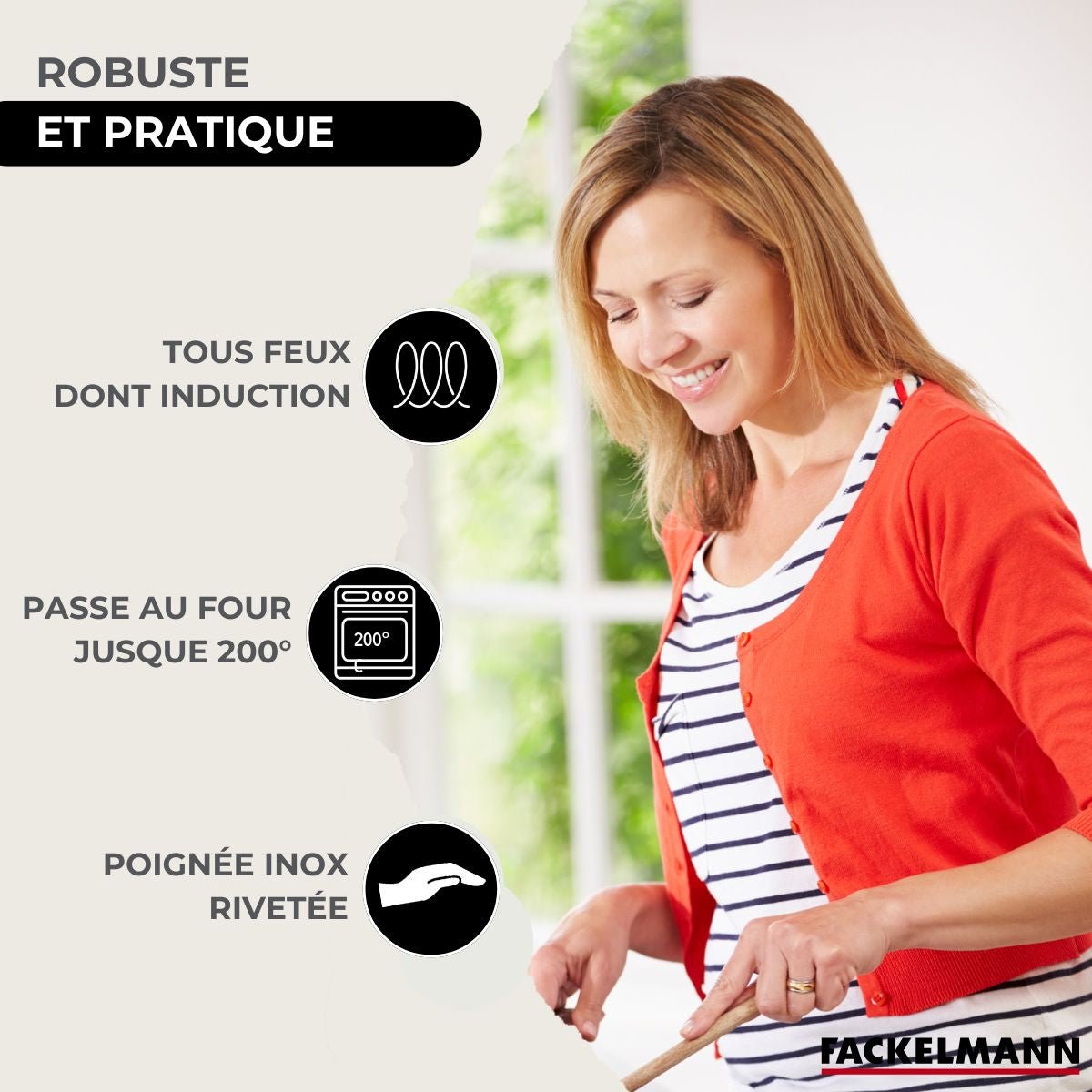 1 poêle 20cm + 3 faitouts 16/20/24cm ETHERNA BRILLANT CLIP inox, FACKELMANN