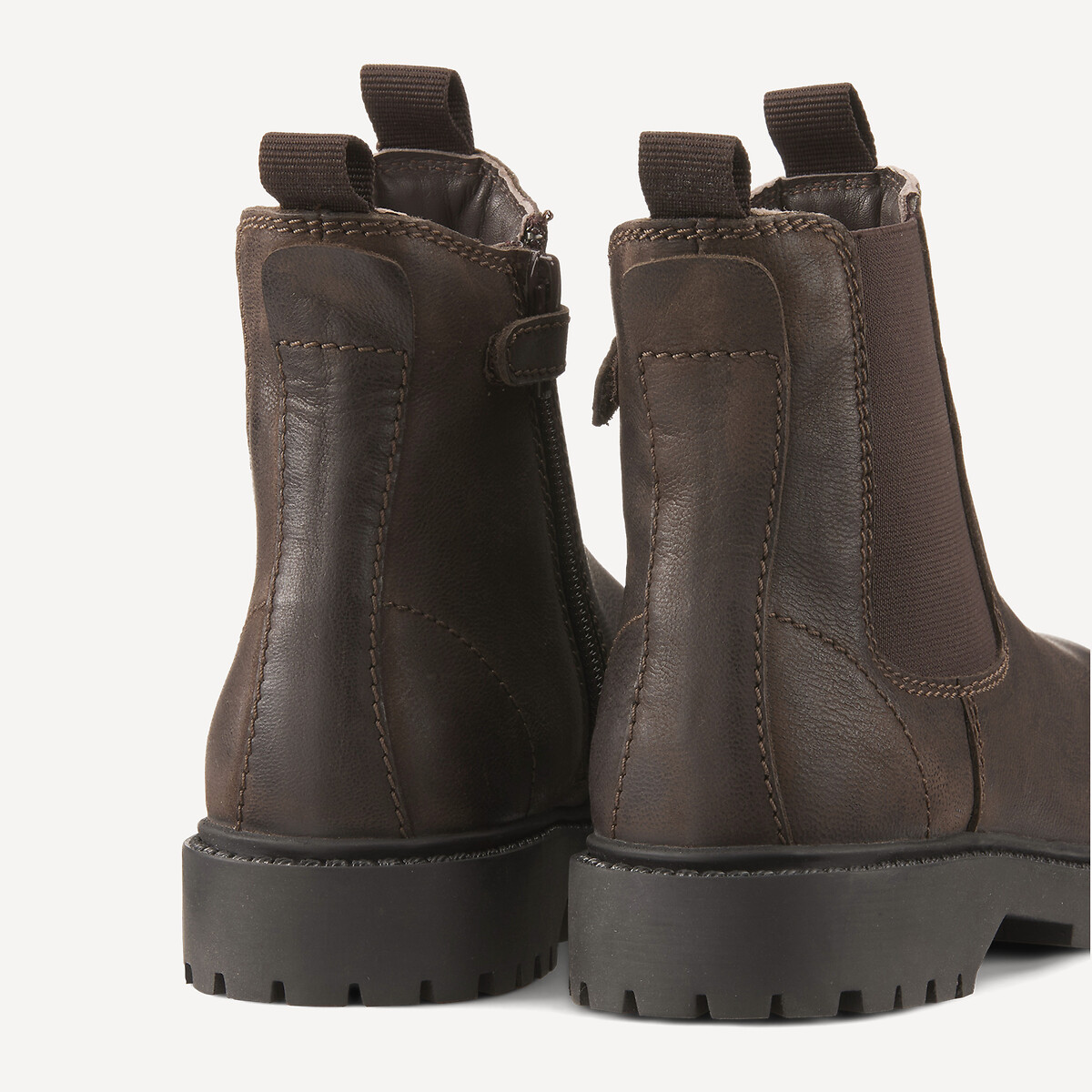 Botas chelsea em pele castanho, LA REDOUTE COLLECTIONS