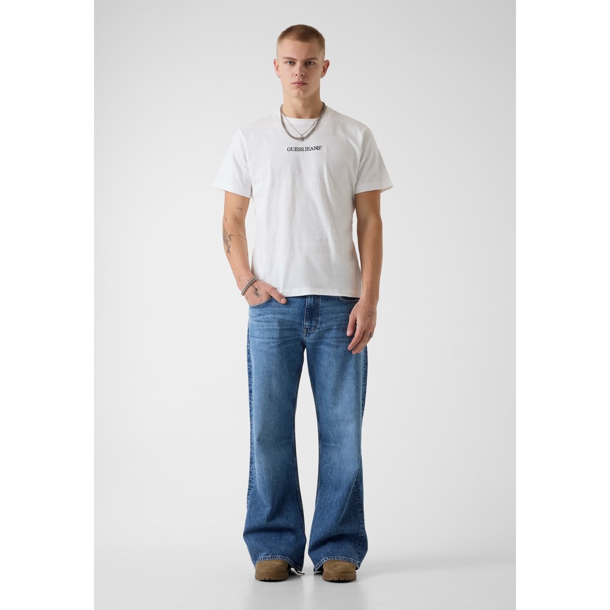 T-Shirt Avec Logo Imprimé blanc multicolore, GUESS JEANS