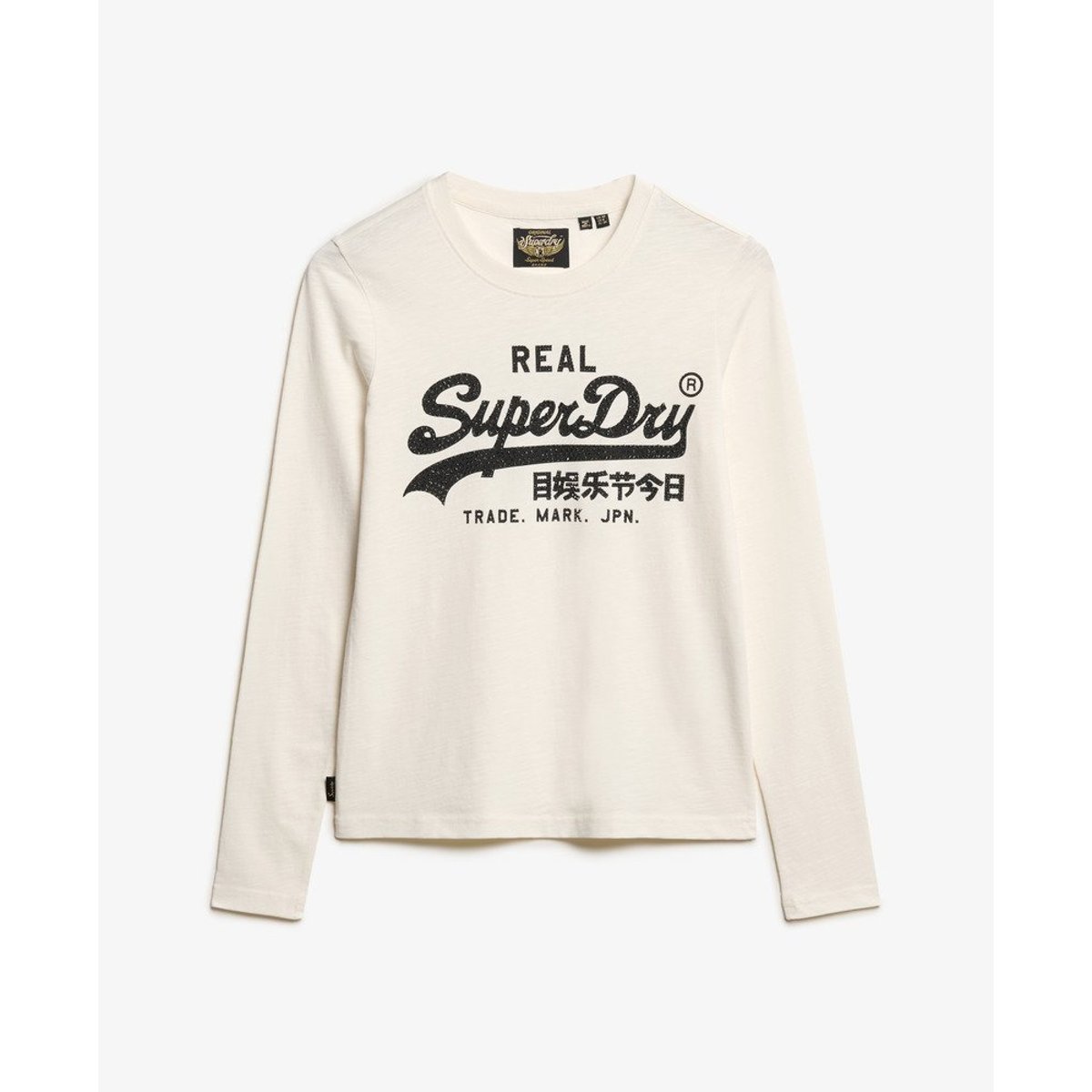 Top à imprimé graphique avec logo vintage crème flammé, SUPERDRY