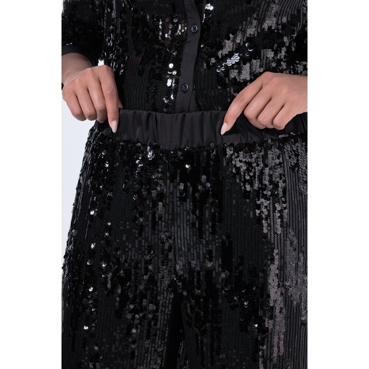 Pantalon large à sequins noir, ULLA POPKEN