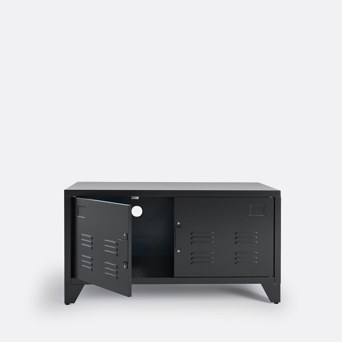 Meuble bas 2 portes en métal acier, Hiba noir, LA REDOUTE INTERIEURS