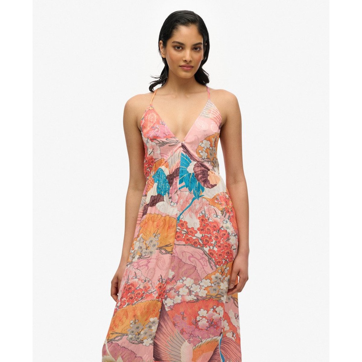 Robe imprimée en jacquard à ourlet en pointes corail kam, SUPERDRY