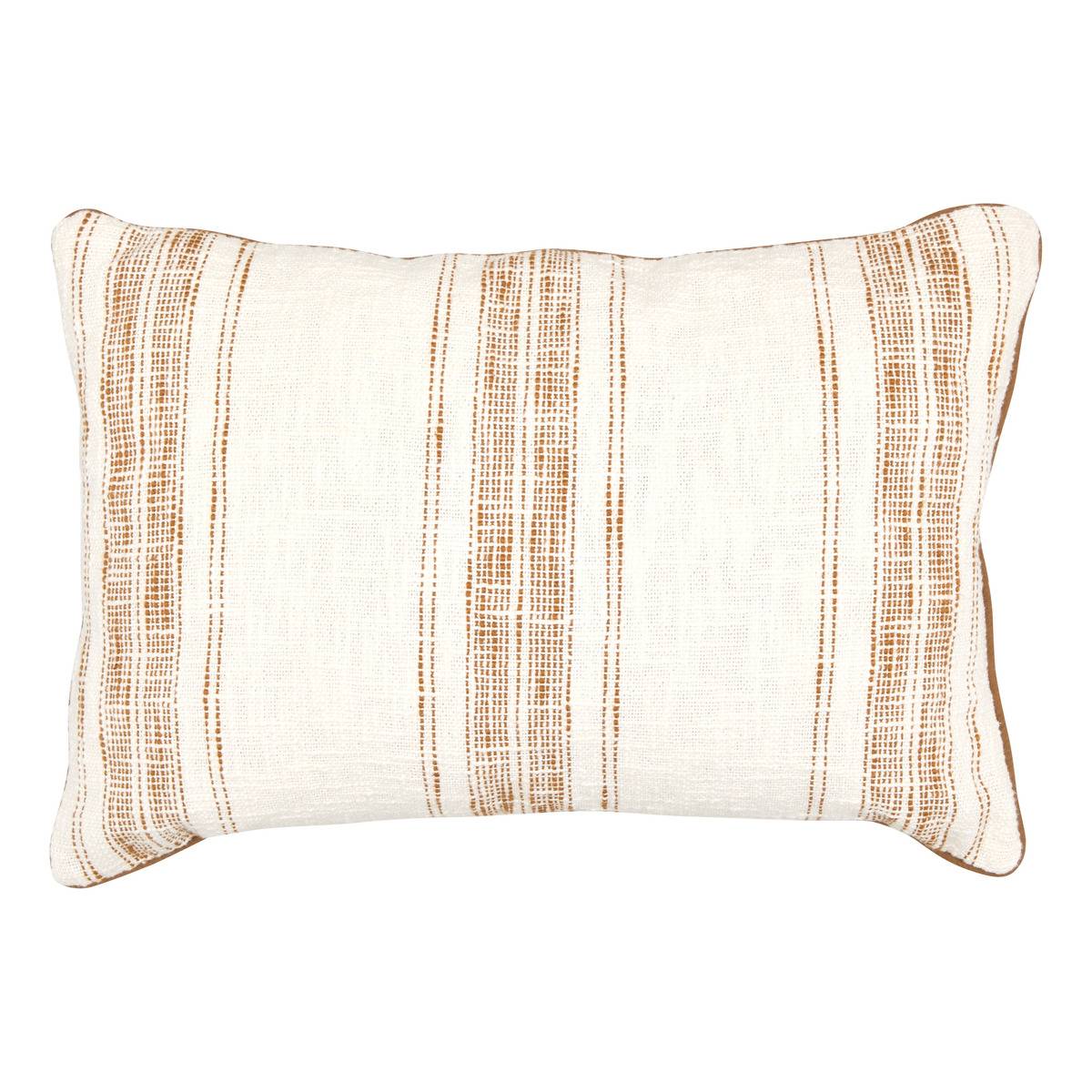 Coussin déhoussable en coton SIENNA beige lin, ATMOSPHERA