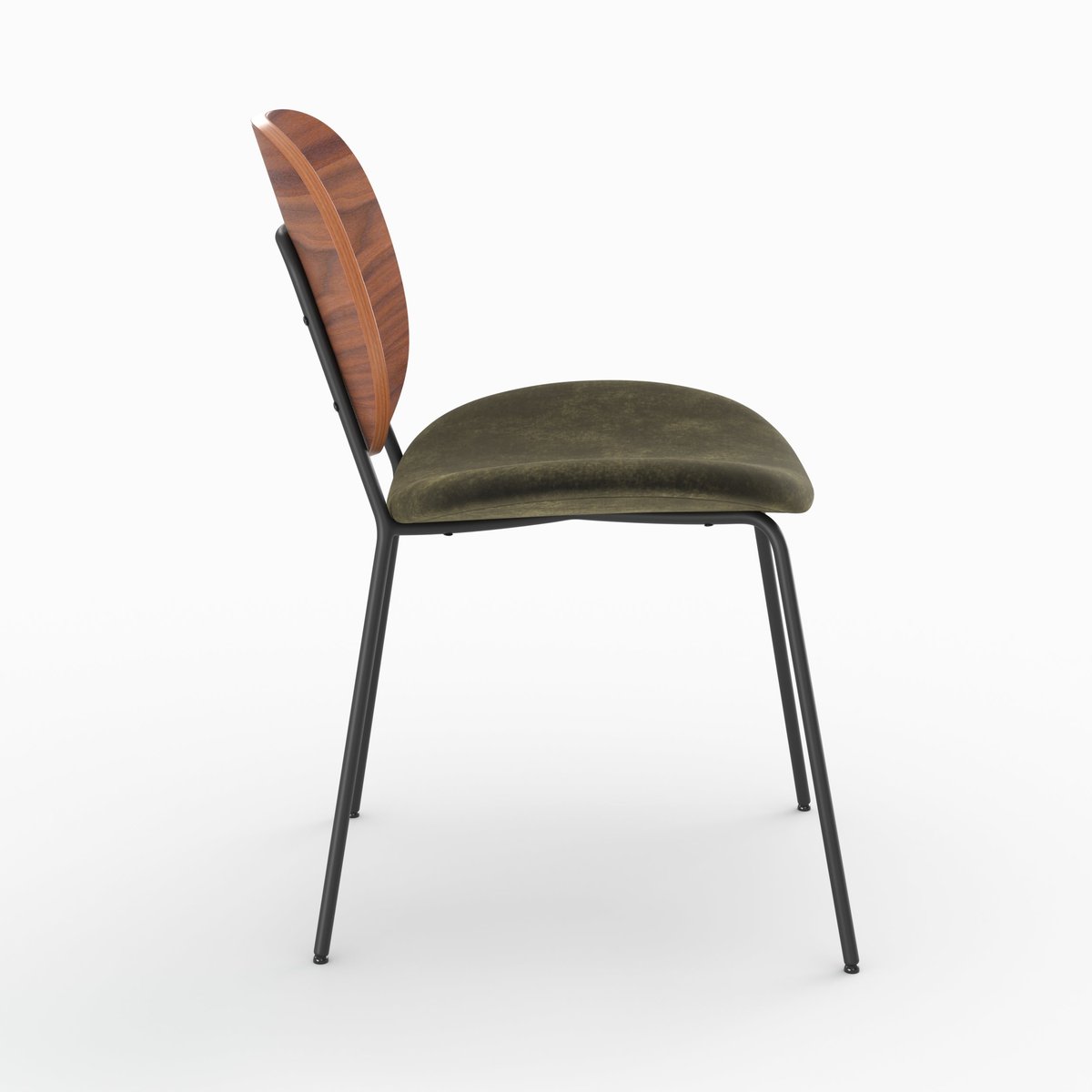 Lot de 2 chaises en velours - SIMONE vert kaki, MAISON PAVANE