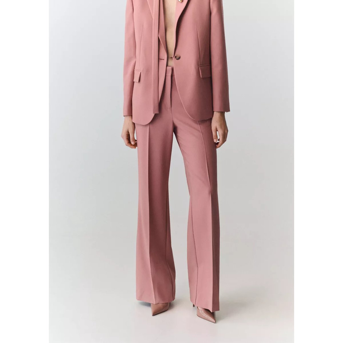 Pantalon de tailleur droit rose, MANGO