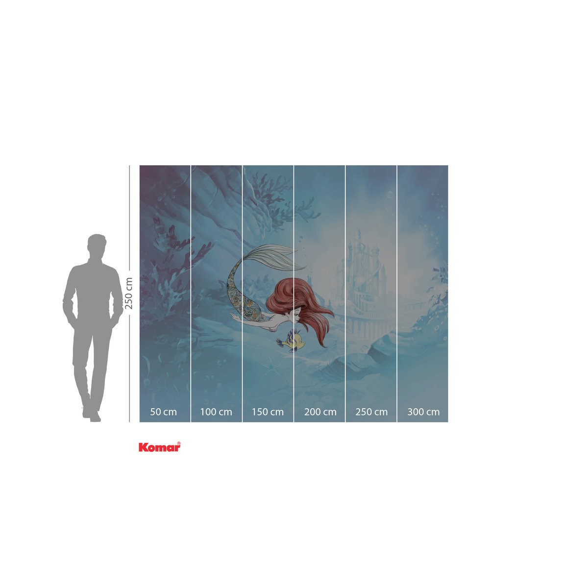 Papier peint Komar - Ariel Under the Sea - 300 x 250 cm bleu, HEXOA