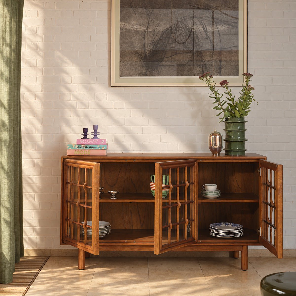 Buffet 3 portes en mindi ARMAND couleur unique, BERAH GETAH