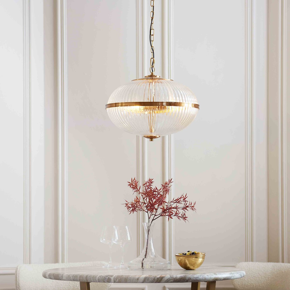 Sommerby 3-Light Vintage-Style Glass Dome Pendant Light brass, ÉDITÉ