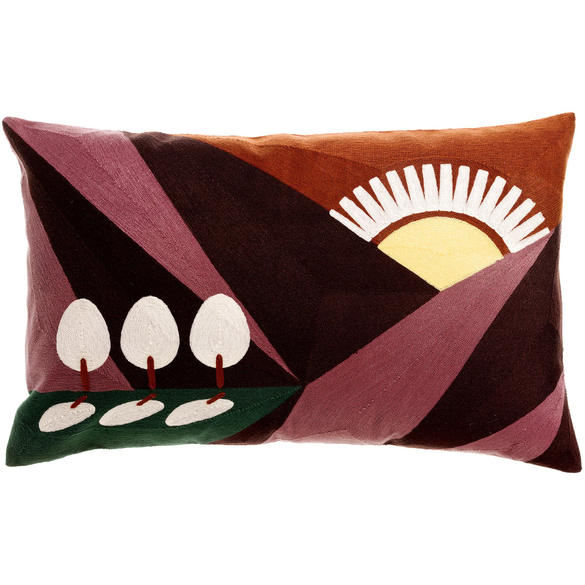 Coussin brodé Balade Radieuse bordeaux, EDEN