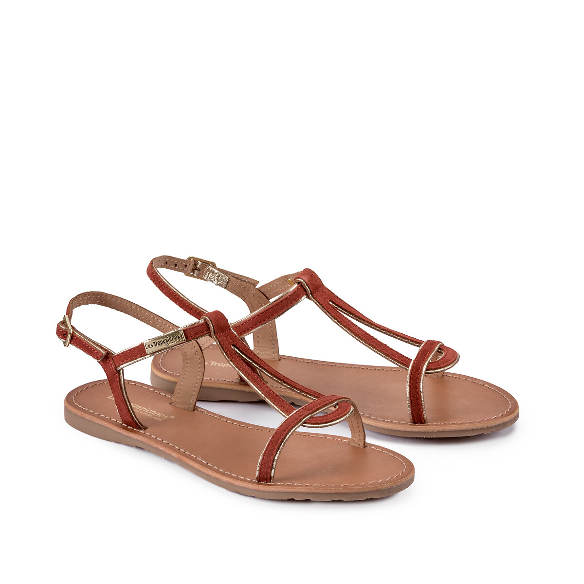 Harry leather sandals gold coloured leopard print Les Tropeziennes Par M Belarbi La Redoute