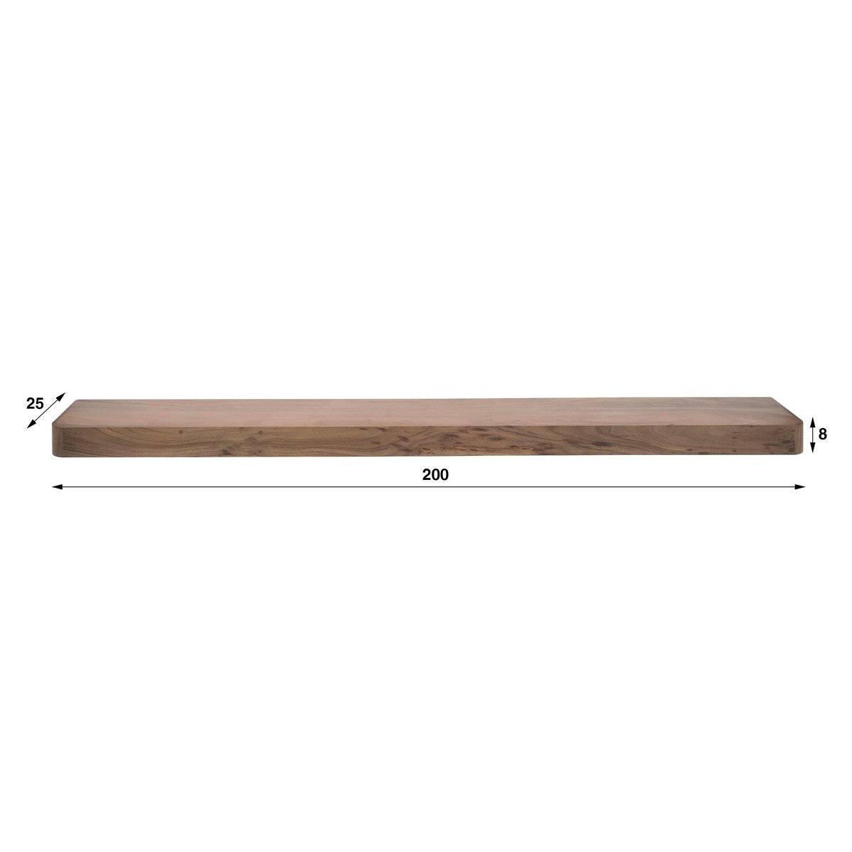 Etagère murale bois foncé plateau épais 200 cm NAKO marron, PIER IMPORT