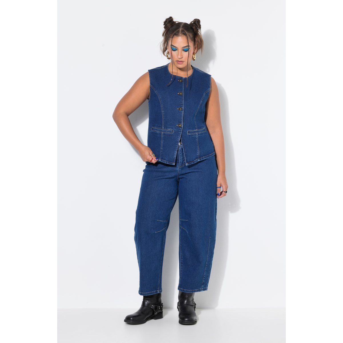 Gilet en jean, coupe ajustée Fitted Shape bleu jean, STUDIO UNTOLD
