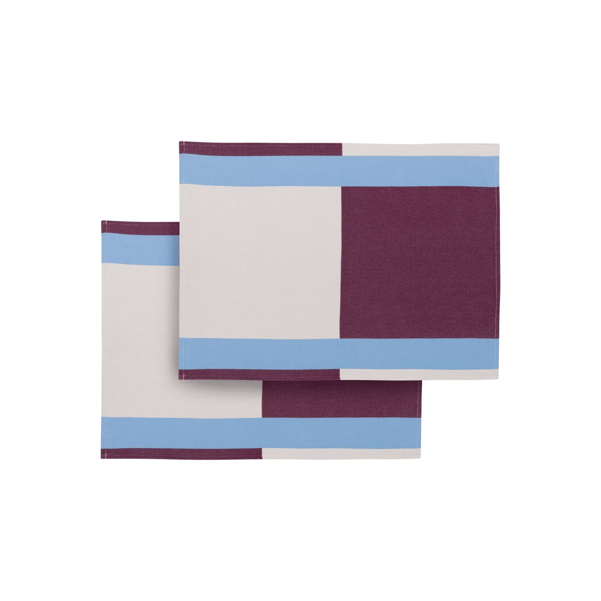 Set de 2 sets de table Lubi beige, bordeaux et bleu, NOO.MA