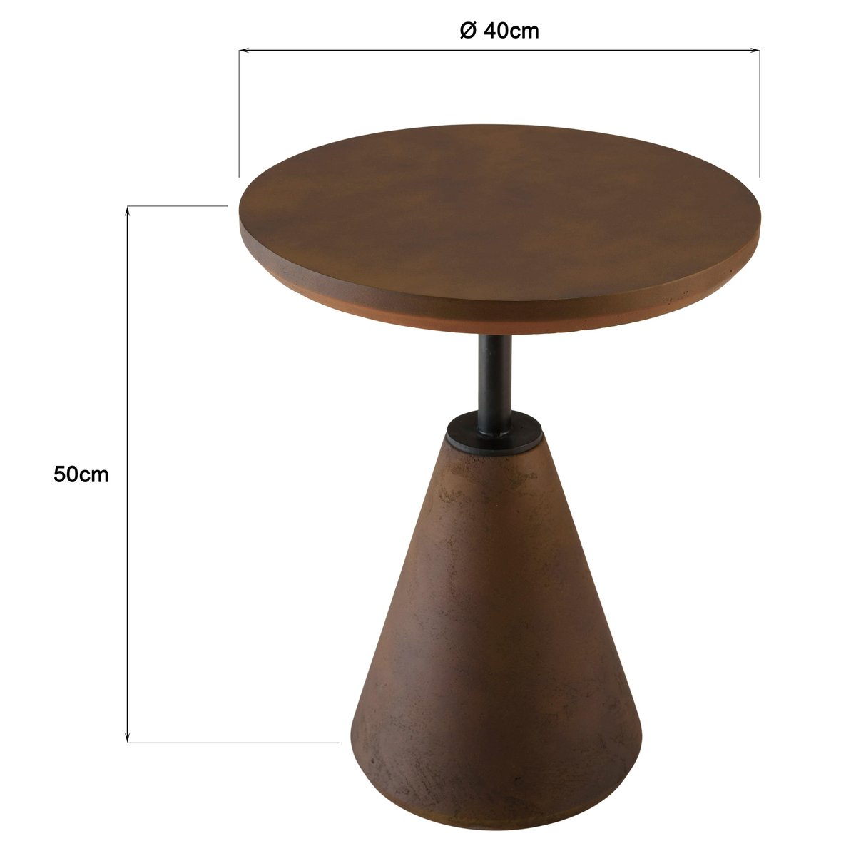 Table d'appoint ronde en béton marron D40cm CALVI marron, PIER IMPORT