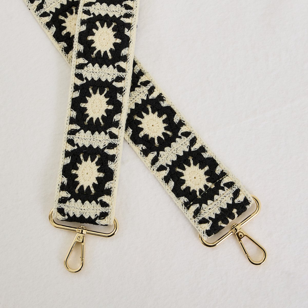 Sangle de sac en crochet bicolore blanc cassé ecru, GRAIN DE MALICE