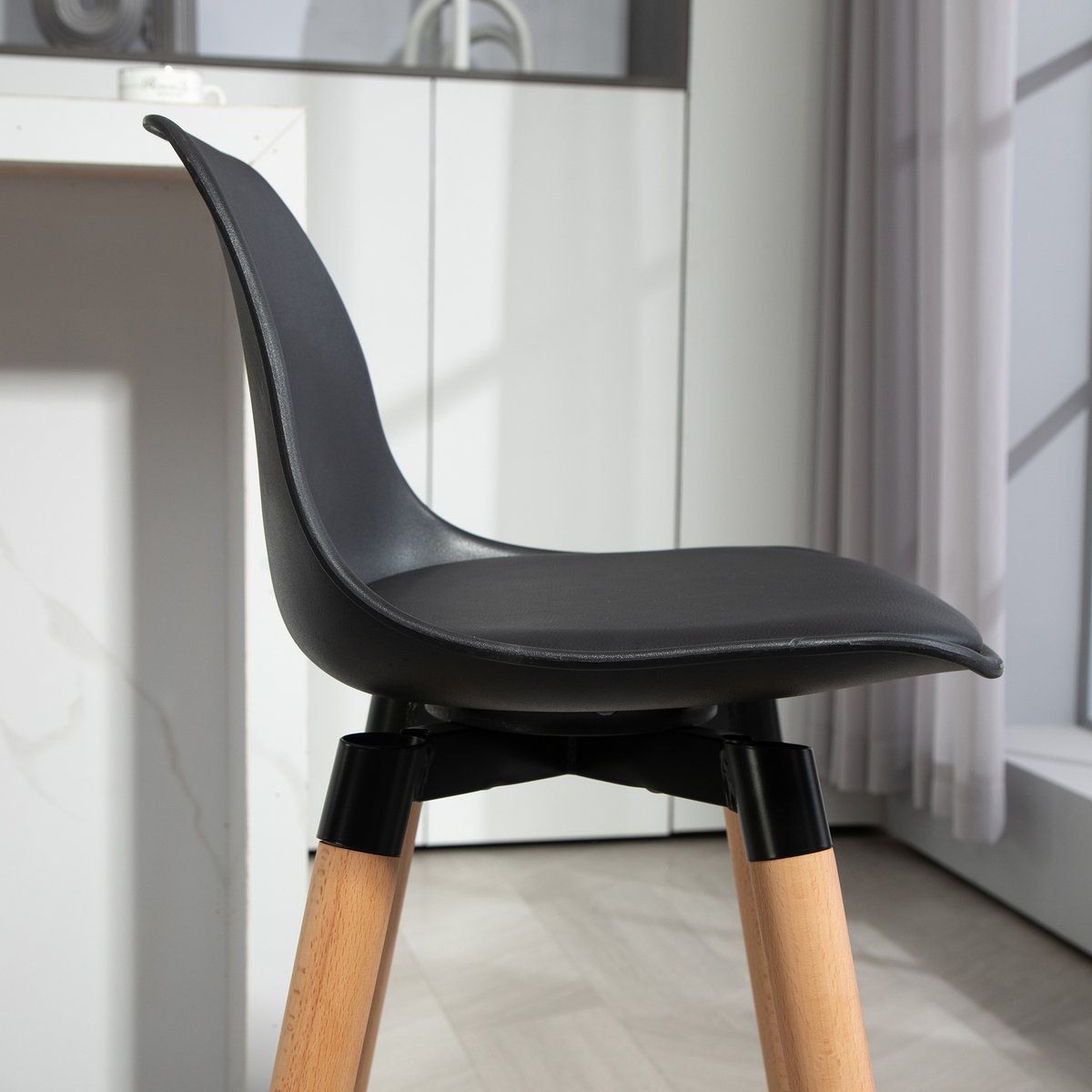 Tabouret de bar PU Noir noir, HOMCOM
