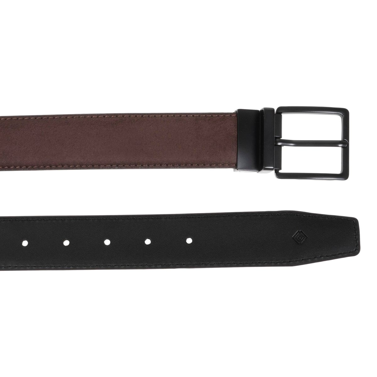 Ceinture cuir et synthétique réversible noir/marron, ISOTONER