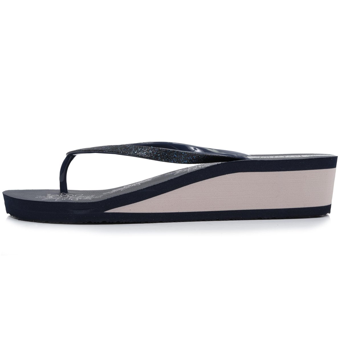 Tongs à talon de 4 cm, confortables et légères bleu marine, ISOTONER