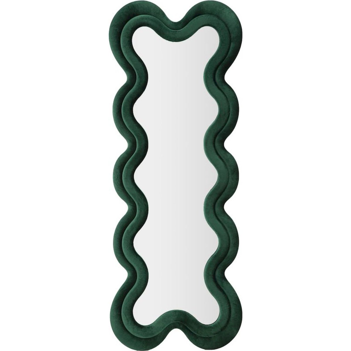 Miroir mural ondulé cadre en velours GLAM vert, RECOLLECTION