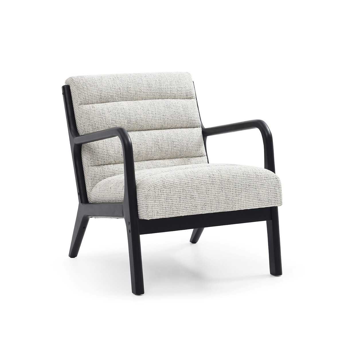 Ezra Corduroy Mid-Century Armchair ecru + black, SO'HOME