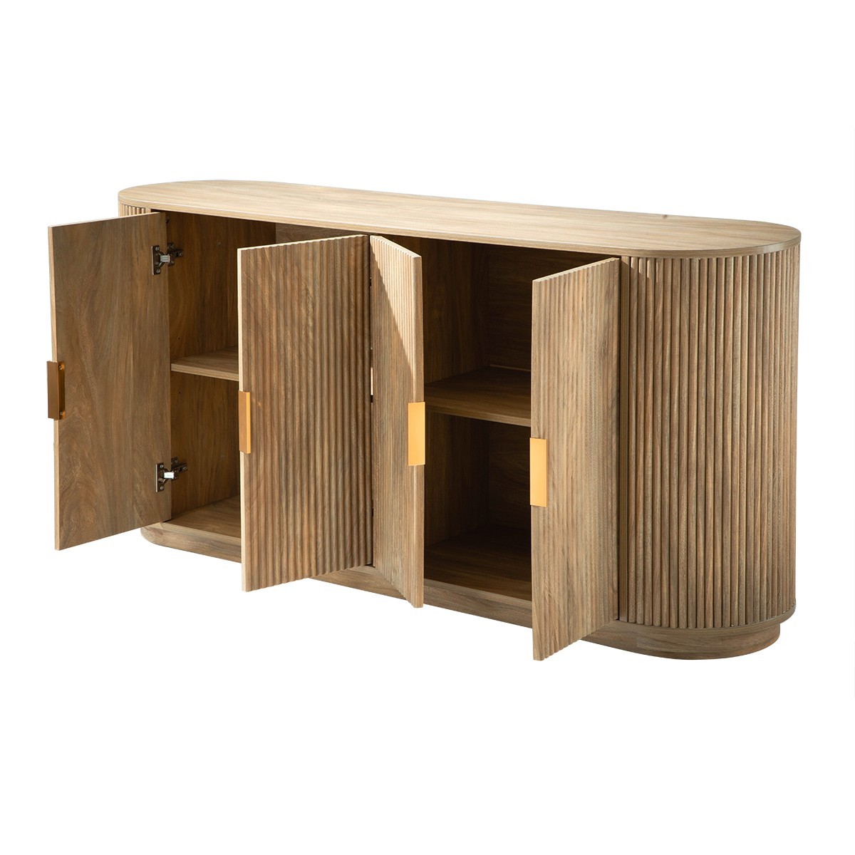 Buffet 4 portes effet chêne - ACHILLE bois clair, CALICOSY