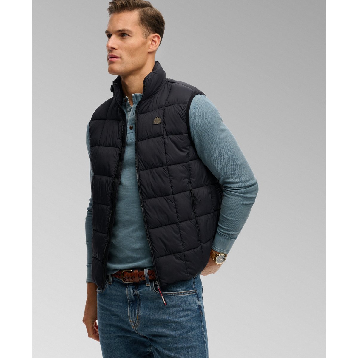 Gilet Fuji Lite Matelassé noir, SUPERDRY