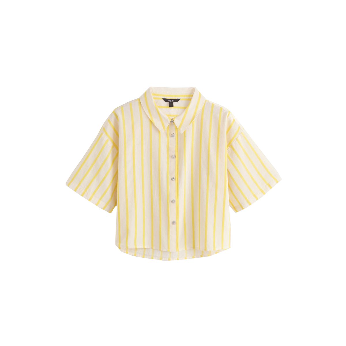 Chemise décontractée boutonnée avec lin rayures écrues/jaunes, NEXT
