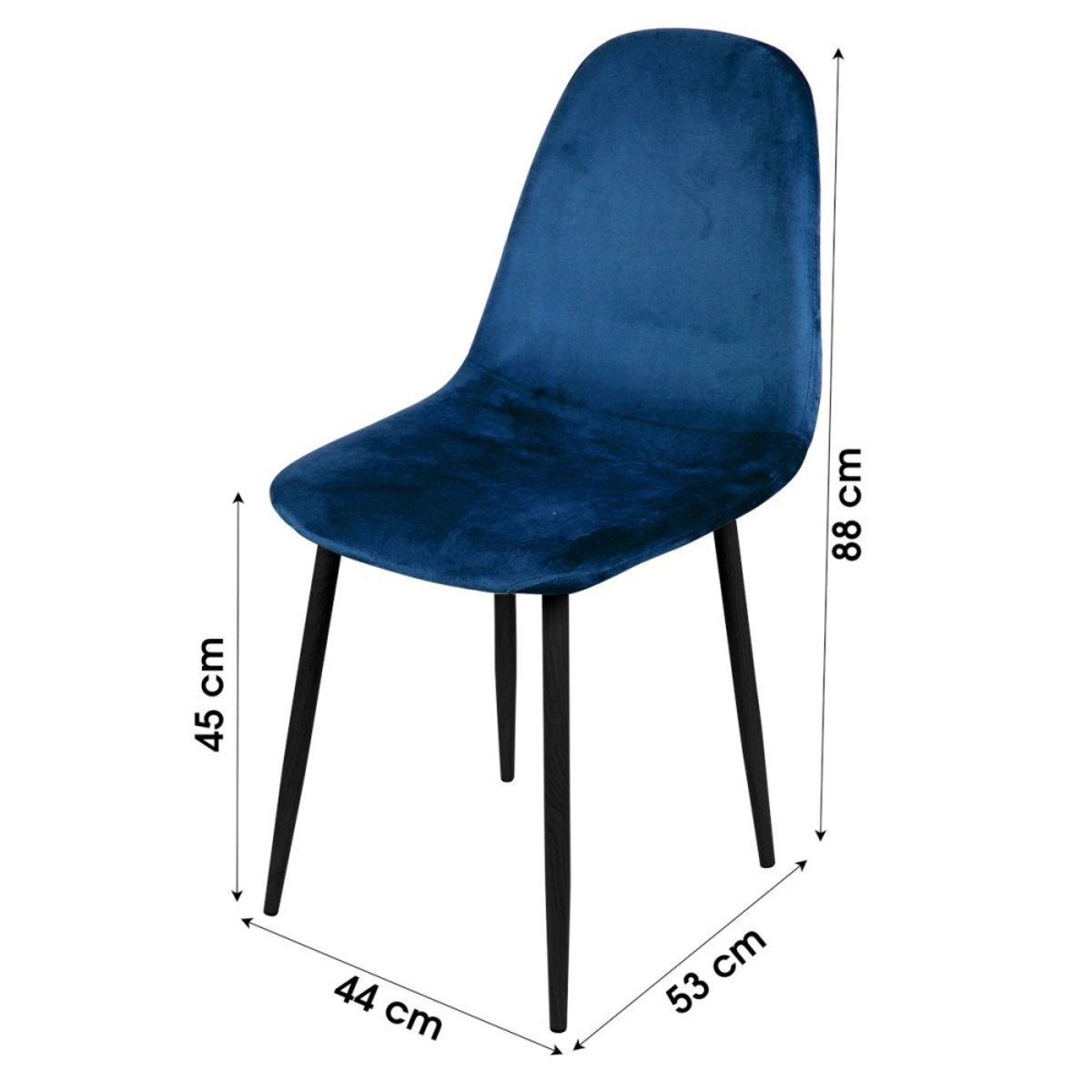 Chaise Velours Bleu Et Pieds Métal bleu, DECORATIE