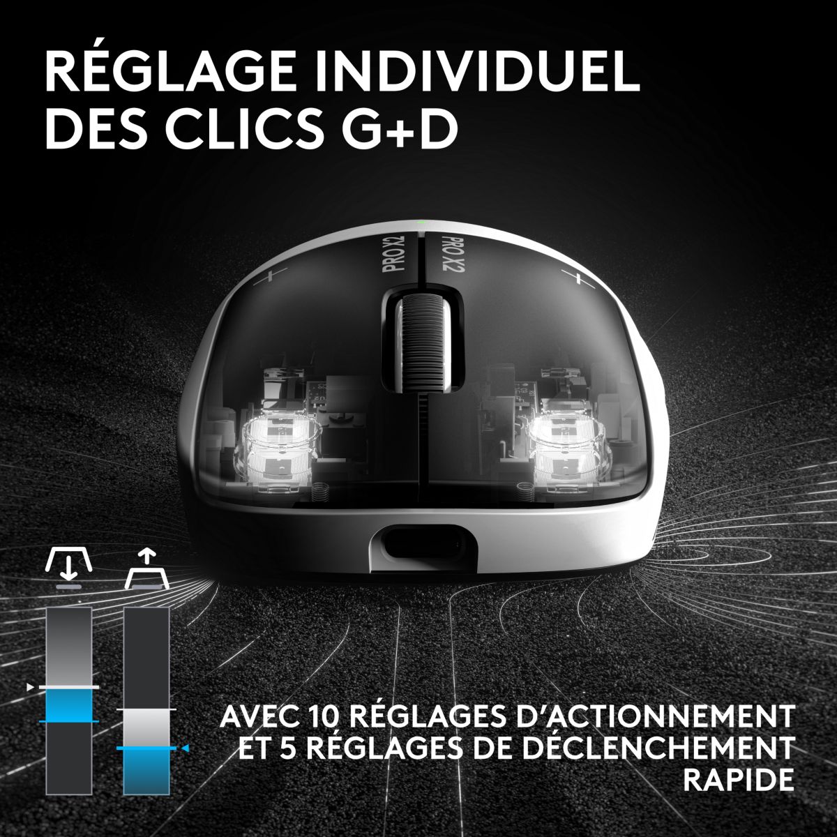 Souris Gamer Sans Fil PRO X2 SUPERSTRIKE LUNAR ECLIPSE couleur unique, LOGITECH