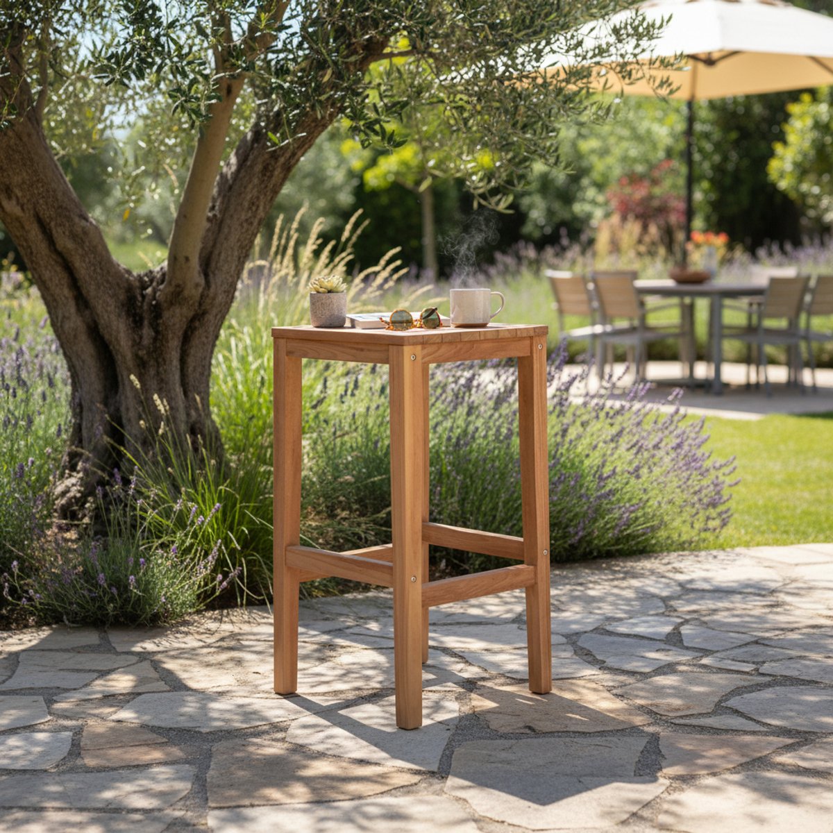 Tabouret de bar en teck massif Sarina naturel, TECK ATTITUDE