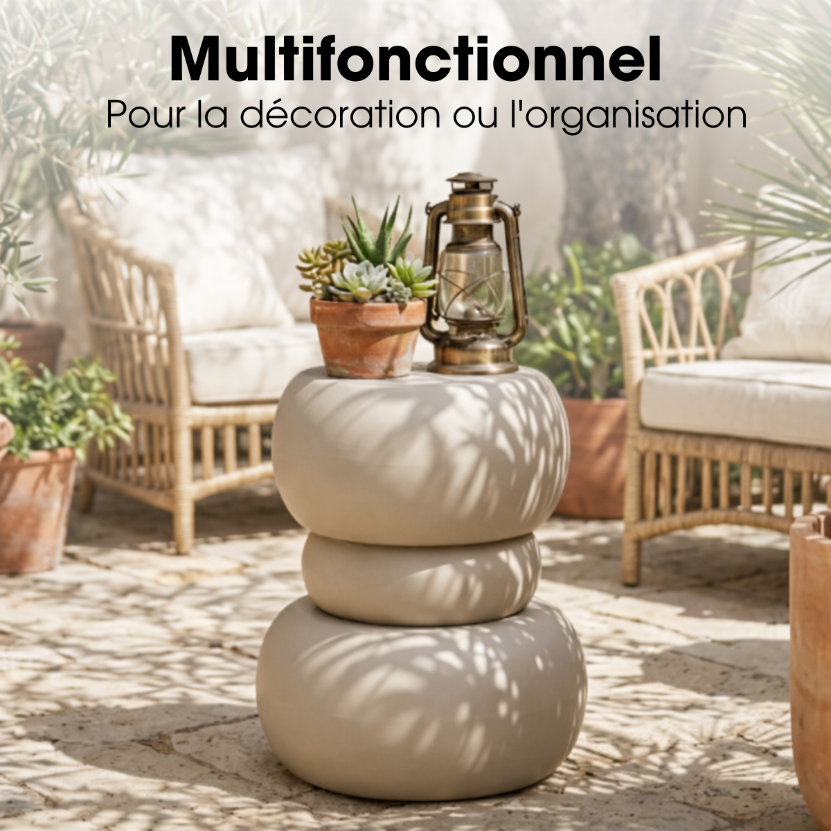 Table d'appoint ZEA blanc cassé, MICA DECORATIONS