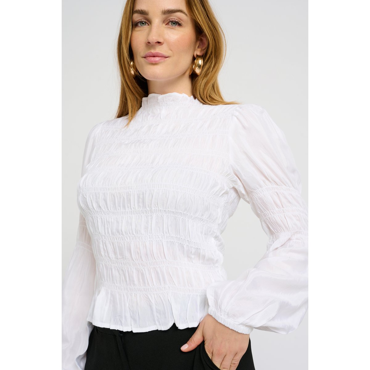 Blouse à manches longues blanc snow white, CREAM
