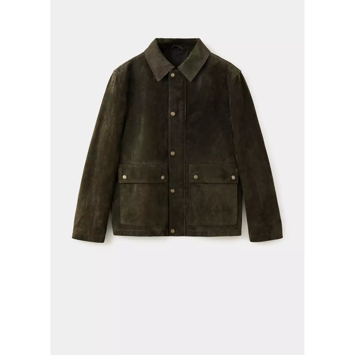 Veste 100 % cuir et daim vert foncé, MANGO MAN