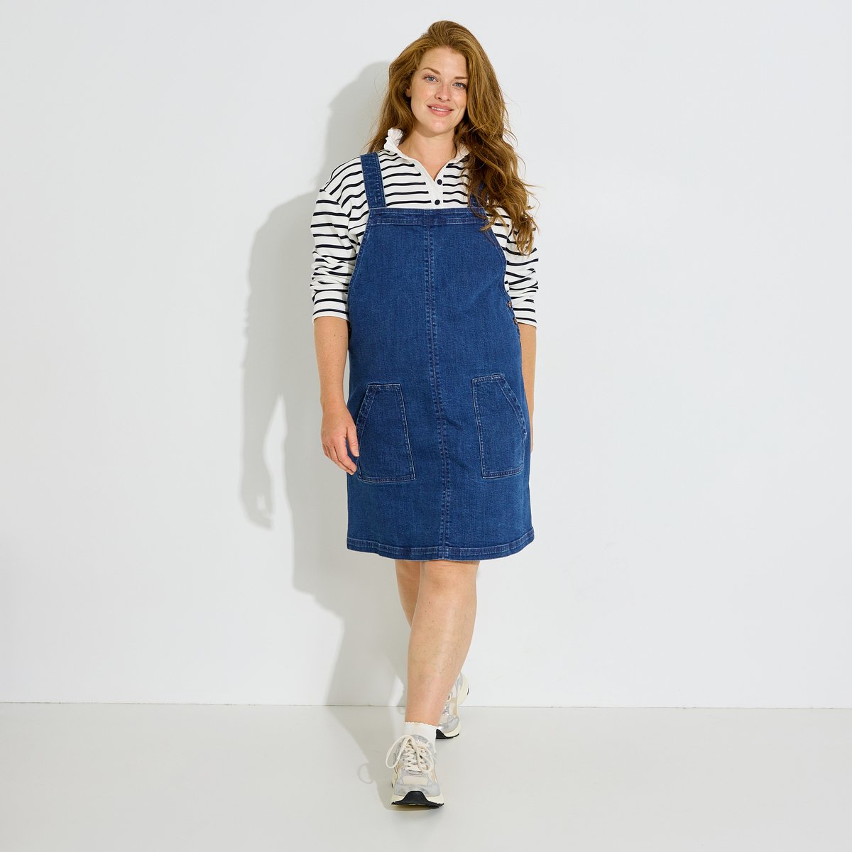 Robe chasuble en jean bleu stone, GRAIN DE MALICE